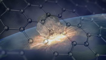 Graphene structure overlayed on meteorite artists conception