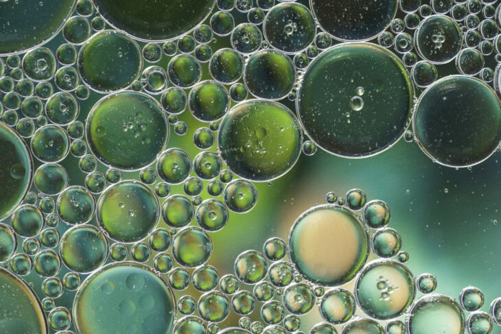 Dark green different abstract bubbles texture, from freepik