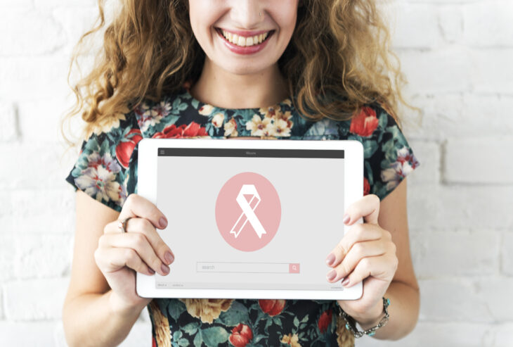 Pink ribbon breast cancer healthcare concept